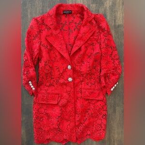 Generation Love Red Eyelet Lace Blazer Brand New